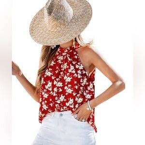 CupShe Red Floral Halter Top Large NWT | Breezy + Bold Bloom Energy 🌺☀️
